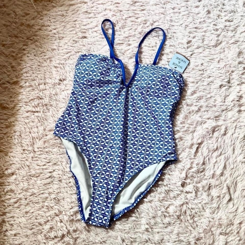 Floral Geometric Minimalist One Piece Swimsuit Womens XL Shade and Shore